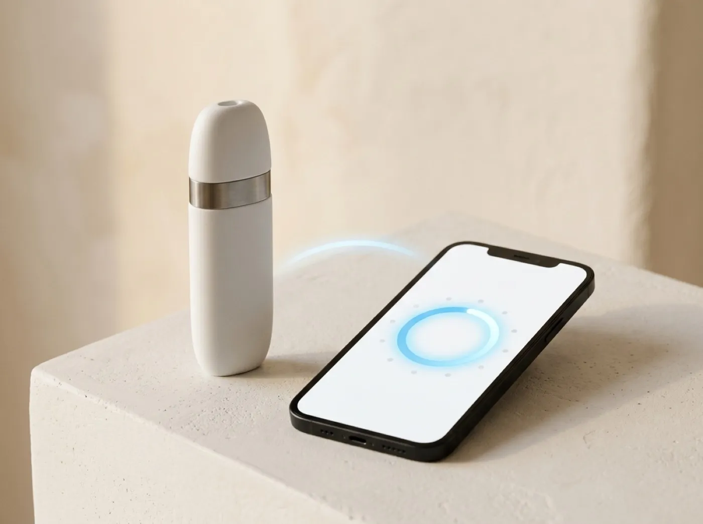 The AC-1 pairing wirelessly with the companion app