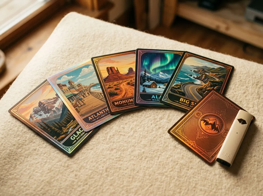 Foil city trading cards