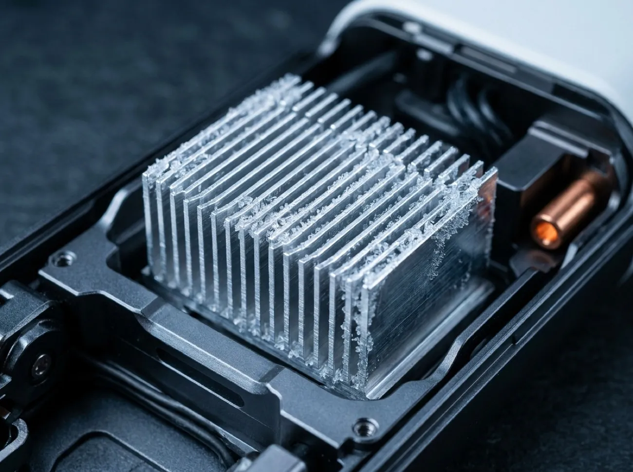 Macro of the Cryocore micro-fin heat exchanger