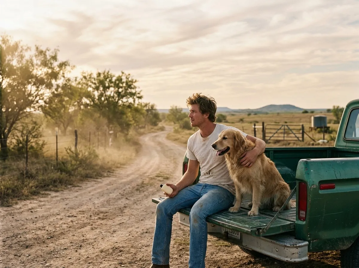 Tailgate with a golden retriever in Texas